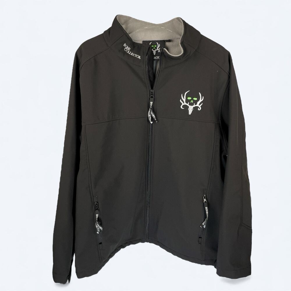 Bone Collector Black Soft Shell Jacket Mens XL Full Zip Hunting Outdoor